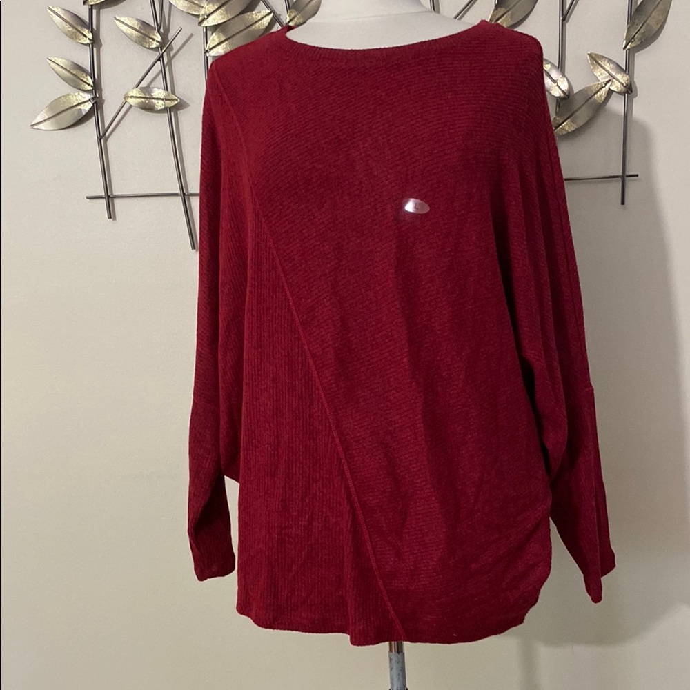 Maurices Red Relaxed Oversized Long Sleeve